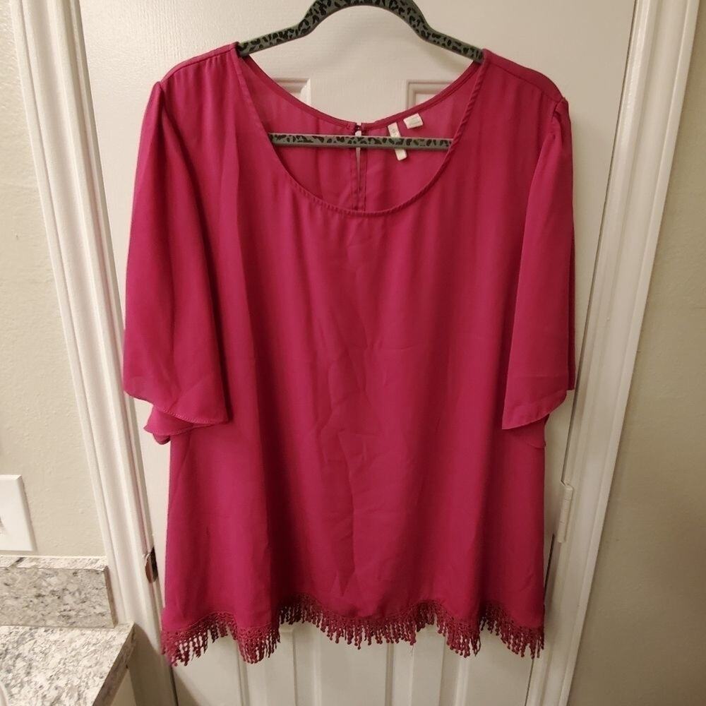 DRESSBARN FRINGED lace trimmed blouse size 22/24